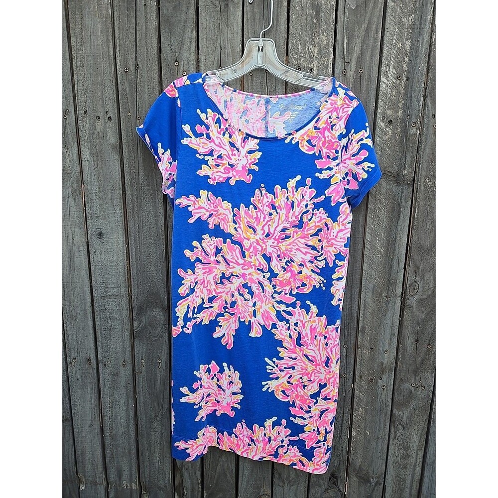 Lilly Pulitzer Marlowe Tee Dress It's Eelectric  Blue Coral size L